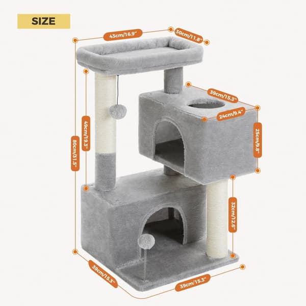 Multi-Level Katte Træ, Flere Hyggelige Lejligheder, Interaktive Kattelegetøj,AMT0237GY, L