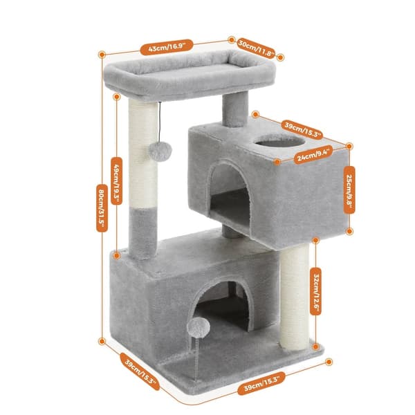 Multi-Level Katte Træ, Flere Hyggelige Lejligheder, Interaktive Kattelegetøj,AMT0237GY, L