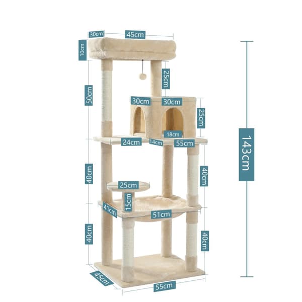 Kat Træhus Lejlighed, Dobbelt Lejlighed, Kradse Sisal Stolpe,AMT0110BG, som billede