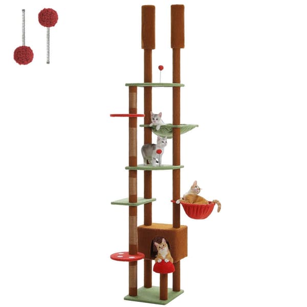 Justerbar kattträdstorn, Höjd 230-252CM, Fem nivåer,XXL, AMT0249BN
