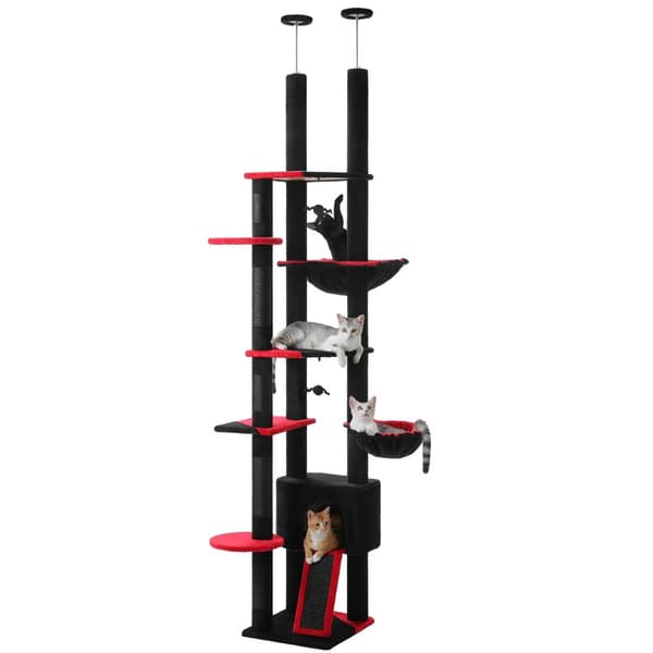 Justerbar Katte Trædtårn, Højde 230-252CM, Fem Niveauer,XXL, AMT0249BK