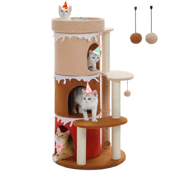 Katträd med stor topphylla, flera nivåer av lägenheter, sisal-klöspelare,AMT0280CC, L