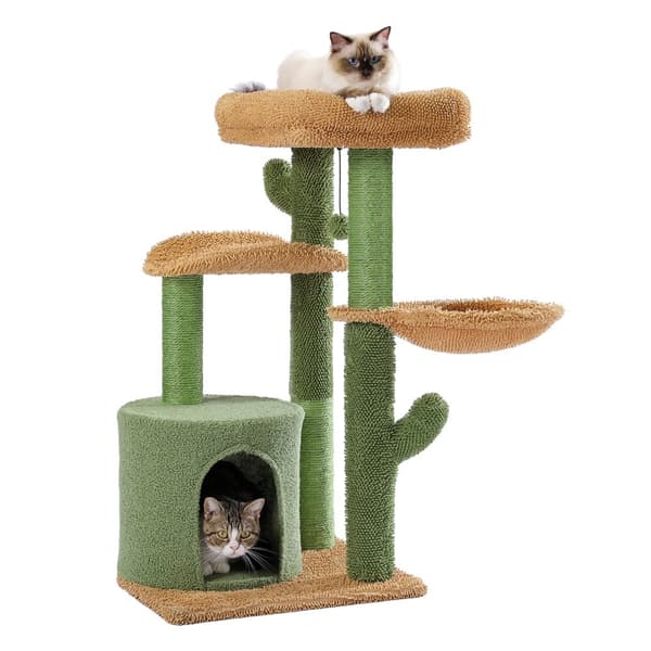 Kaktus Multi-Funktionel Katte Træ Tårn, Blød Sædeplads, Tre-Lags Design,M, AMT0128SC