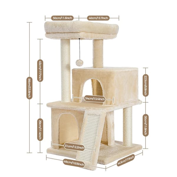 Kattträd, Rymliga lägenheter, Stabil konstruktion,AMT0140BG-LF, L