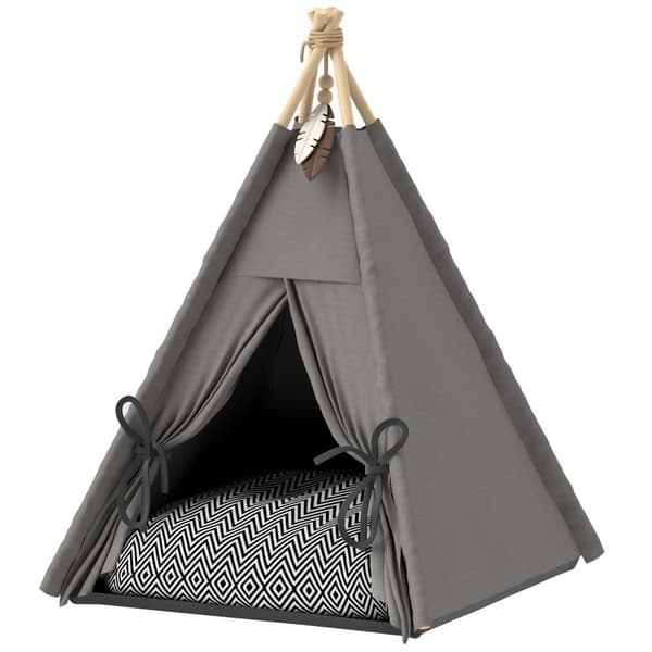 Lemmikkien teltta, tipi, 60x60x76 cm, harmaa