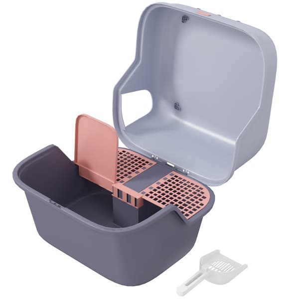 Katttoalett med lock, 50x50x39 cm, Lila