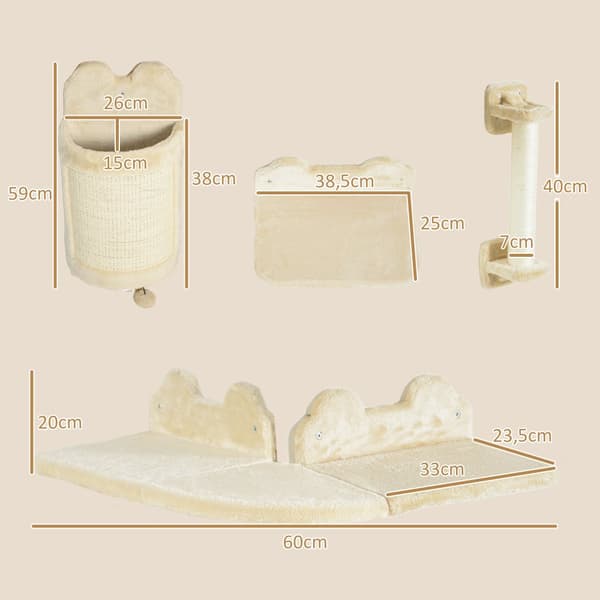 Kissan kiipeilyseinä setti, 12,5x15x54 cm, beige