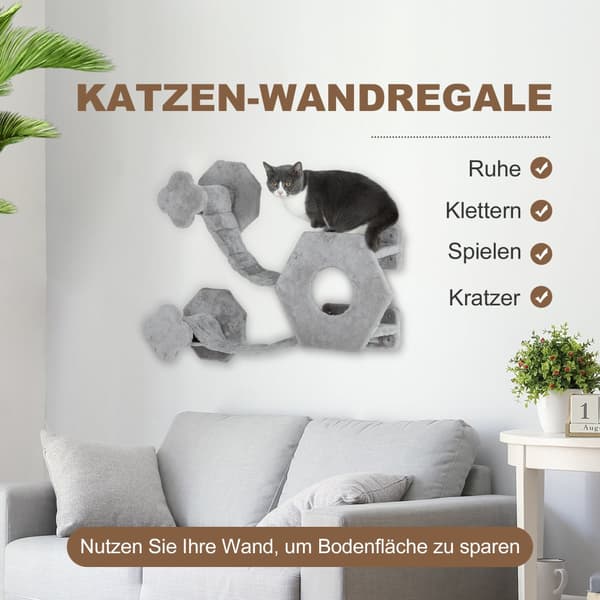 Kattklättervägg, 102x30x38 cm, Ljusgrå