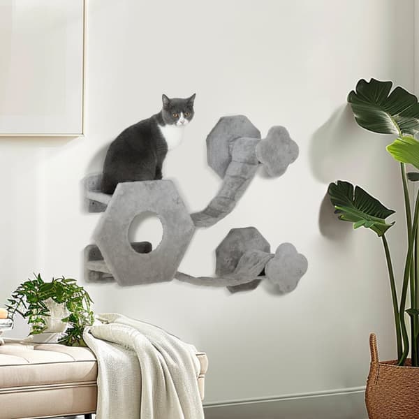 Kattklättervägg, 102x30x38 cm, Ljusgrå