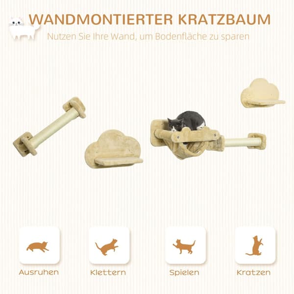 Kattklättervägg Set, D30-730V80BG, 44x22x28 cm, Beige