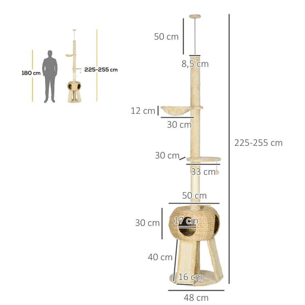 Klöspelare, Ø48 x 225-255H cm, Beige