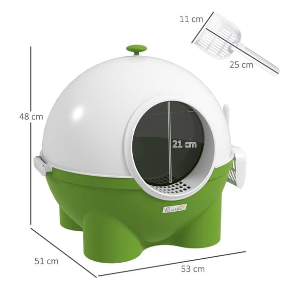 Kattetoilet, 53x51x48 cm, Grøn Hvid