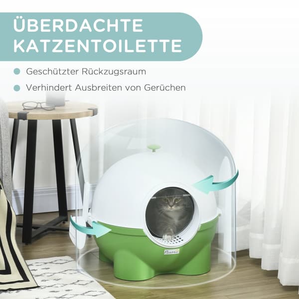 Kattetoilet, 53x51x48 cm, Grøn Hvid