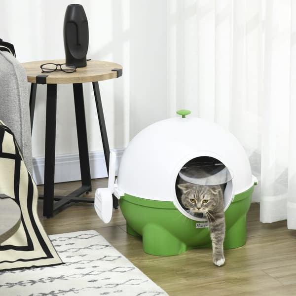 Kattetoilet, 53x51x48 cm, Grøn Hvid