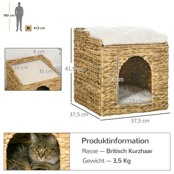 Kattgrotta, 37,5x37,5x41,5 cm, Brun