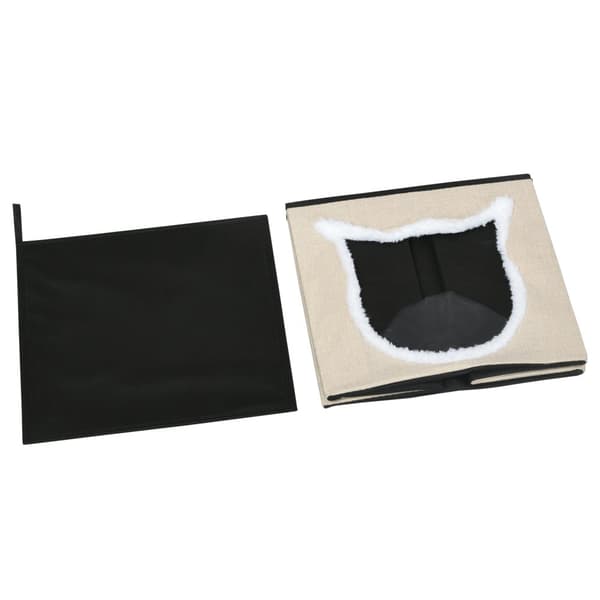 Kattekurv med pude, 41x34x43.5 cm, Beige Brun