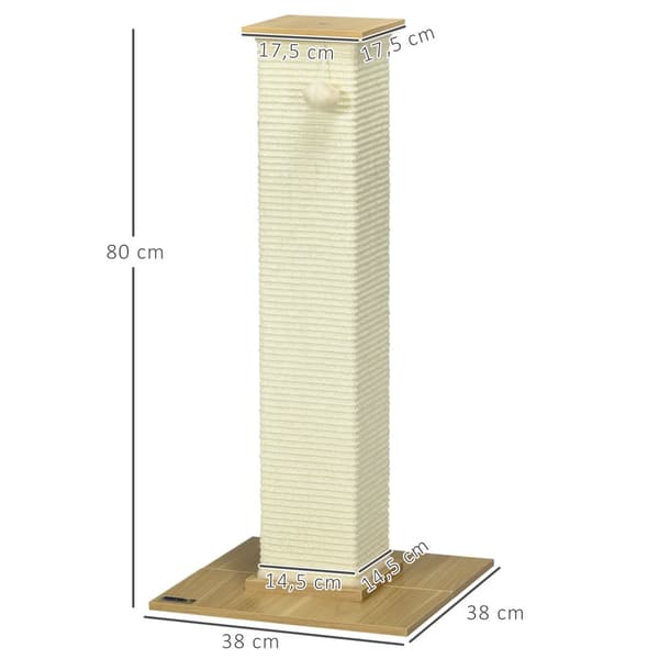 Kradsestolpe til Katte, 38x38x80 cm, Eg Creme Hvid