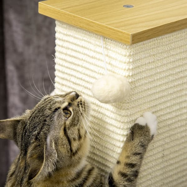 Kradsestolpe til Katte, 38x38x80 cm, Eg Creme Hvid