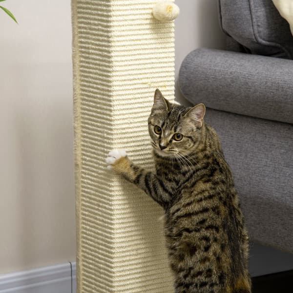 Kradsestolpe til Katte, 38x38x80 cm, Eg Creme Hvid