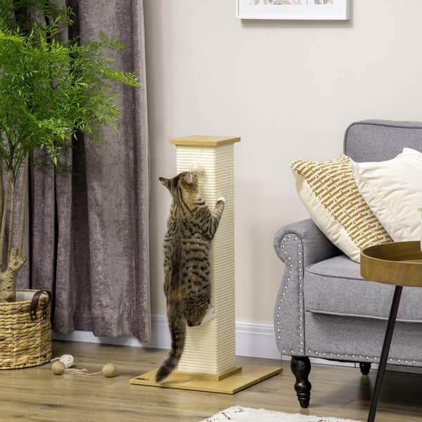 Kradsestolpe til Katte, 38x38x80 cm, Eg Creme Hvid