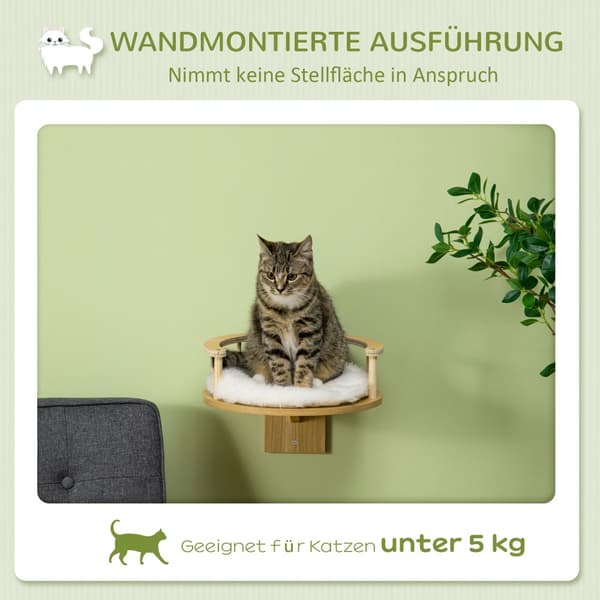 Kattsäng för Väggmontering, Ø34x10.5 cm, Ek+Cream Vit