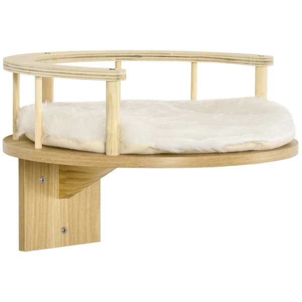 Kattsäng för Väggmontering, Ø34x10.5 cm, Ek+Cream Vit