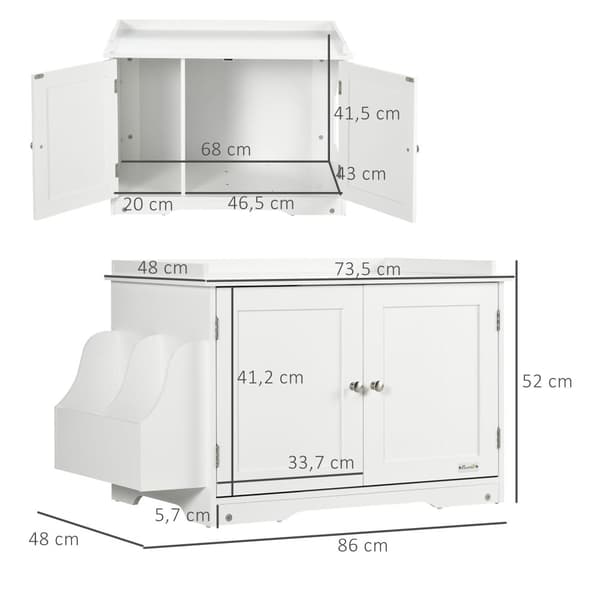 Kattekabinet, 86x48x52 cm, Hvid