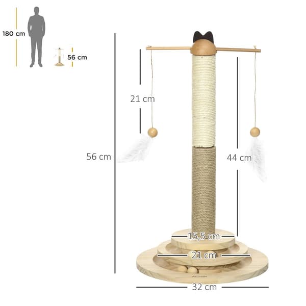 Kattorn, 56H cm, Ø32x56H cm, Naturträ