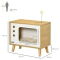 Miniatyrbild 3 av 9: Kattstuga, 50x28x43 cm, Ek/Beige/Vit