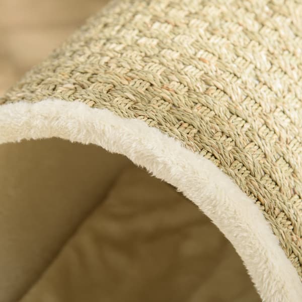 Kattgrotta med hylla, 41x38x43 cm, Khaki & Natur & Beige