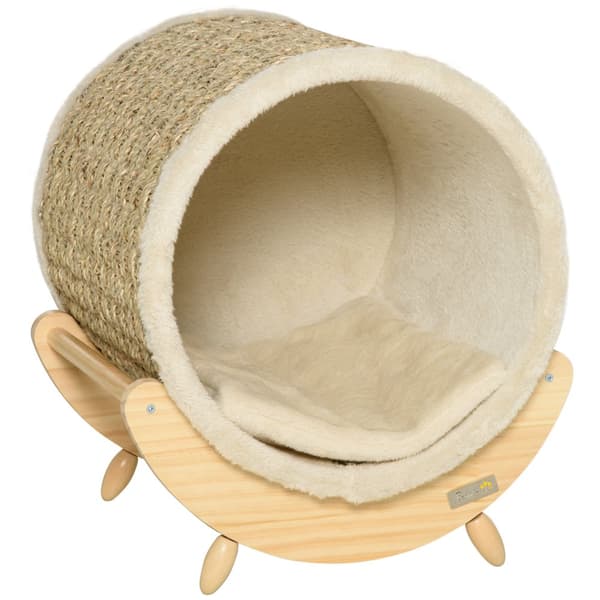 Kattgrotta med hylla, 41x38x43 cm, Khaki & Natur & Beige