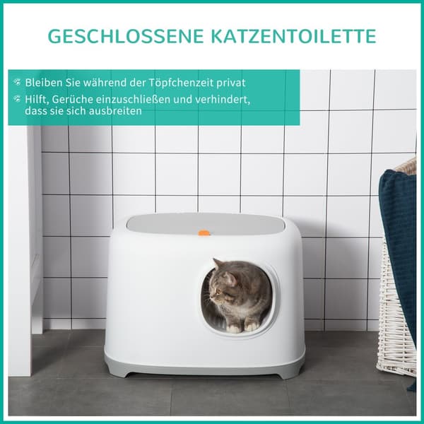 Katte Toilet med Hætte, 55x40x39 cm, Hvid