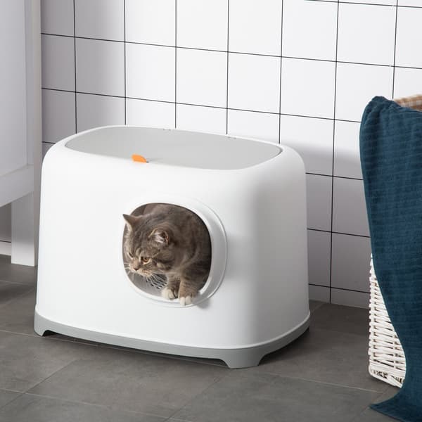 Katte Toilet med Hætte, 55x40x39 cm, Hvid