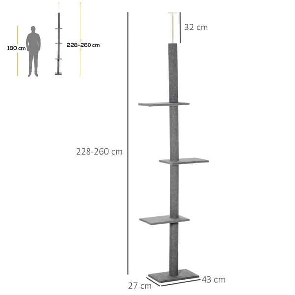 Justérbar Klöspelare, 43x27x228-260 cm, Grå