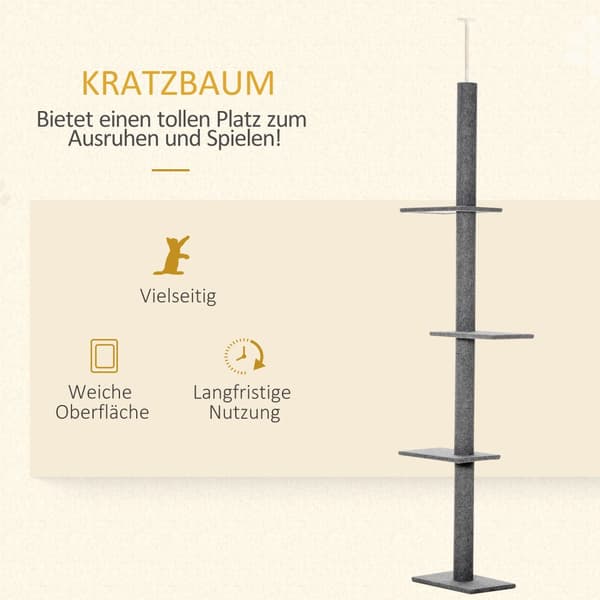 Justérbar Klöspelare, 43x27x228-260 cm, Grå