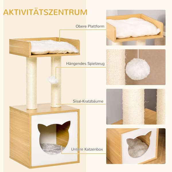 Kattekurv med Puder, 35x35x81 cm, Natur