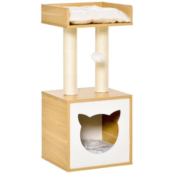 Kattekurv med Puder, 35x35x81 cm, Natur