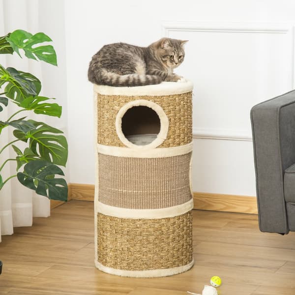 Kattklöspelare, 37.5x37.5x70 cm, Khaki Brun