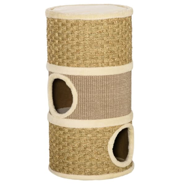 Kattklöspelare, 37.5x37.5x70 cm, Khaki Brun