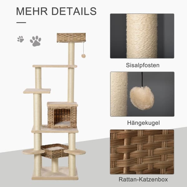 Kradsetræ, D30-377, 55x55x174 cm, Beige+Brun