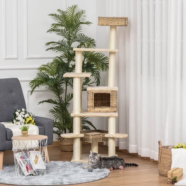 Kradsetræ, D30-377, 55x55x174 cm, Beige+Brun