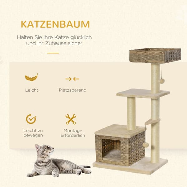 Kattetræ, D30-376, 60x40x109 cm, Brun og Beige
