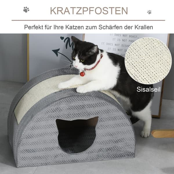 Kattgrotta med Klöspapp, 48.5x30x30 cm, Grå