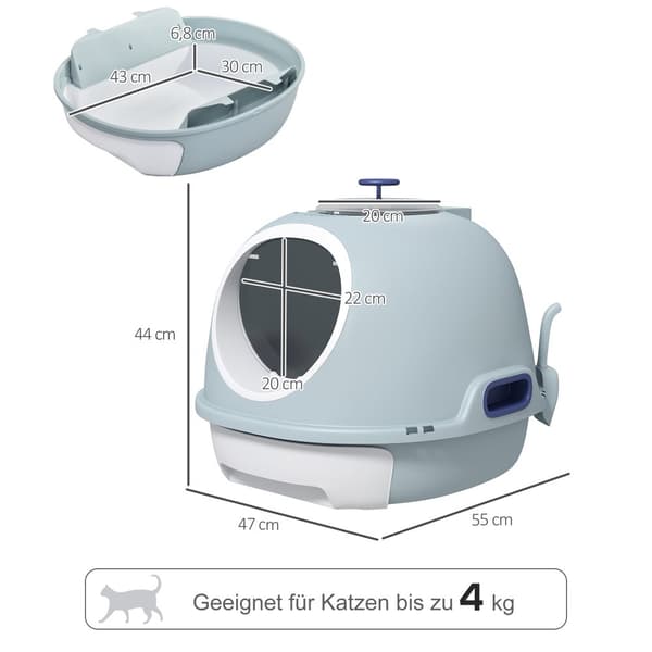 Katte Toilet, 47x55x44 cm, Blå