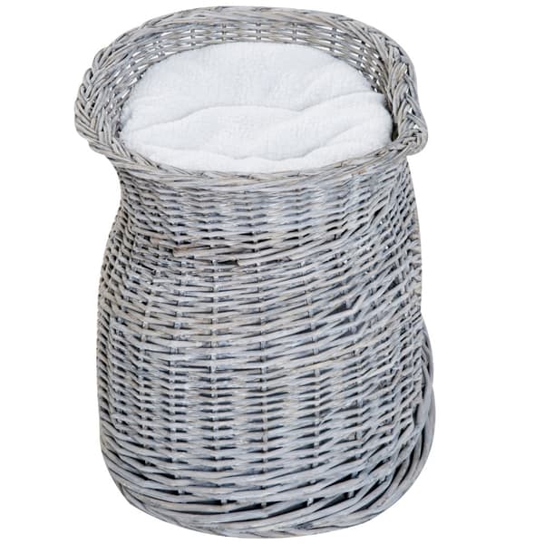 Kissankori, Rattan, 56x37x40 cm, Harmaa