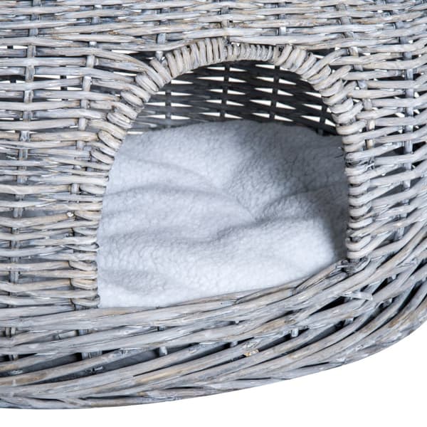 Kissankori, Rattan, 56x37x40 cm, Harmaa