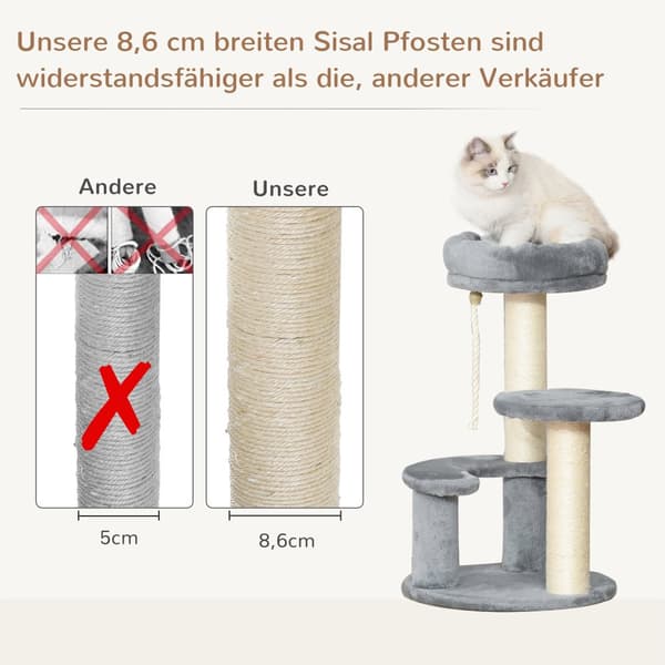 Liten katträd, Ø40xH65 cm, Grå