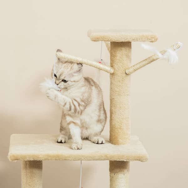 Flernivå Katt Träd, 50x35x134.2 cm, Beige