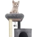 Miniatyrbillede 5 af 6: FLOPI Mørkegråt Kradsetræ - 44,5 x 48 x 86 cm - Mørkegrå - 1 Platform, 1 Legebold, 2 Kenneler, 1 Rampe