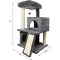 Miniatyrbillede 6 af 6: FLOPI Mørkegråt Kradsetræ - 44,5 x 48 x 86 cm - Mørkegrå - 1 Platform, 1 Legebold, 2 Kenneler, 1 Rampe